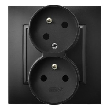 Ospel - двойная розетка для дома с рамкой ARIA, 230 В, черная