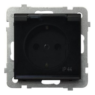 Ospel - наружная бытовая розетка Schuko 230 В SONATA IP44, без рамки, черная