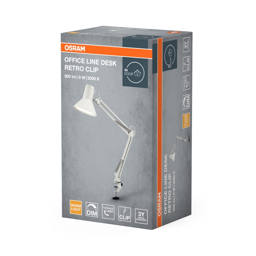 Osram - Диммируемая LED настольная лампа с зажимом OFFICE LINE LED/9W/230V 3000K белая