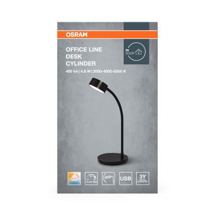 Osram - LED диммируемая настольная лампа OFFICE LINE LED/4,8 Вт/230 В 3000/4000/6500 К черная