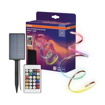 Osram - Диммируемая солнечная RGBW LED-лента FLEX MAGIC 5m/1,6 Вт/3,7 В/2000 мА·ч/IP44 + пульт дистанционного управления