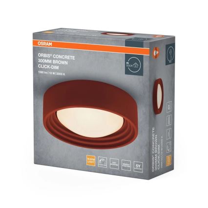 Osram - диммируемый LED-потолочный светильник ORBIS CONCRETE LED/13W/230V, диаметр 30 см, коричневый/бетон