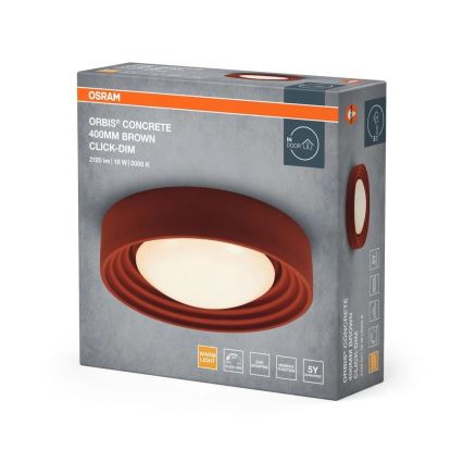 Osram - Диммируемый светодиодный потолочный светильник ORBIS CONCRETE, LED, 18 Вт, 230 В, Ø 40 см, коричневый/бетон