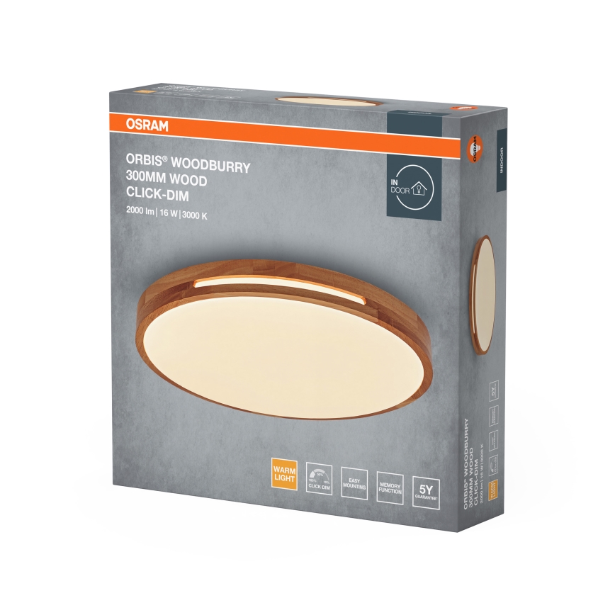 Osram - диммируемый потолочный светильник ORBIS WOODBURRY LED/16W/230V, диаметр 30 см