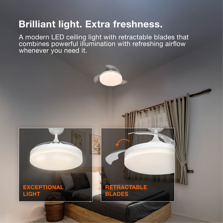 Osram - Диммируемый потолочный светильник с вентилятором PONIENTE LED/36W/230V 3000/4000/6500K + пульт дистанционного управления