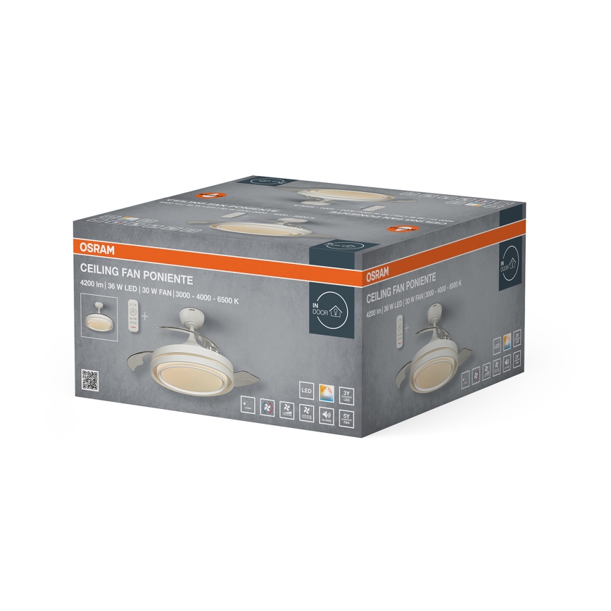 Osram - Диммируемый потолочный светильник с вентилятором PONIENTE LED/36W/230V 3000/4000/6500K + пульт дистанционного управления