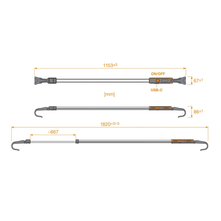 Osram - диммируемый аккумуляторный фонарь LEDINSPECT UNDERBONNET LED/16W/3,7V IP65 4400 mAh