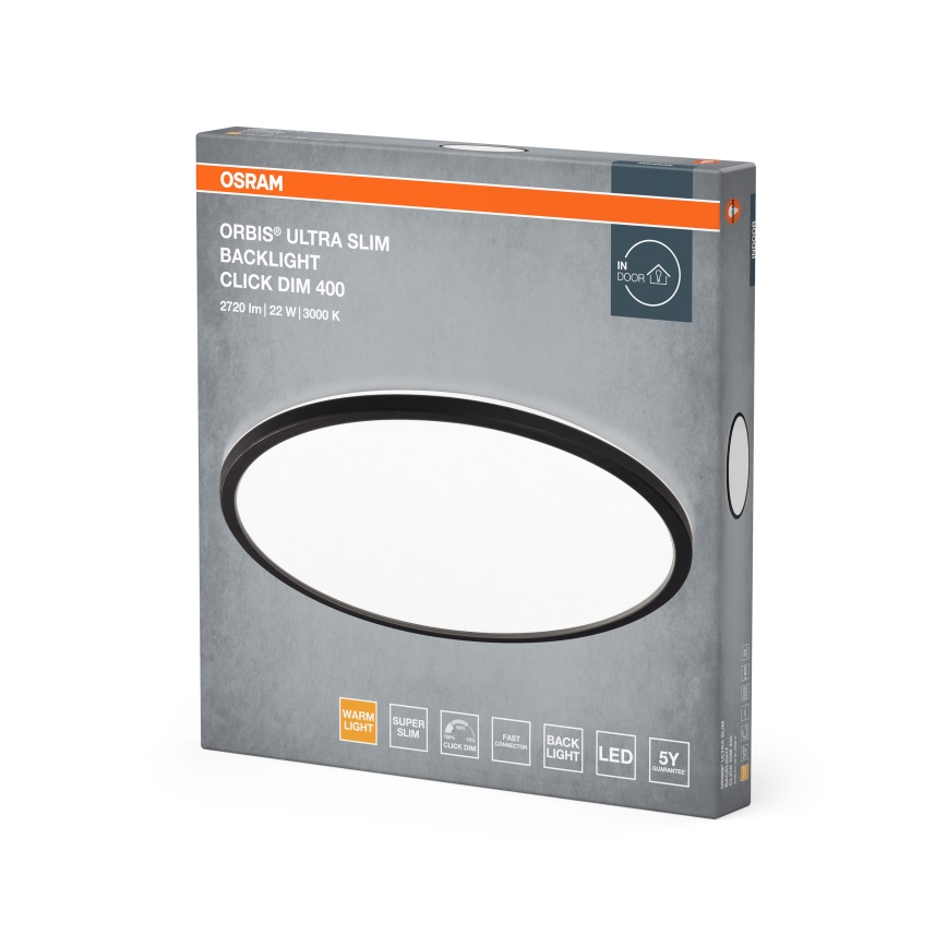 Osram - диммируемый LED потолочный светильник ORBIS ULTRA SLIM LED/22W/230V 3000K Ø 40 см черный