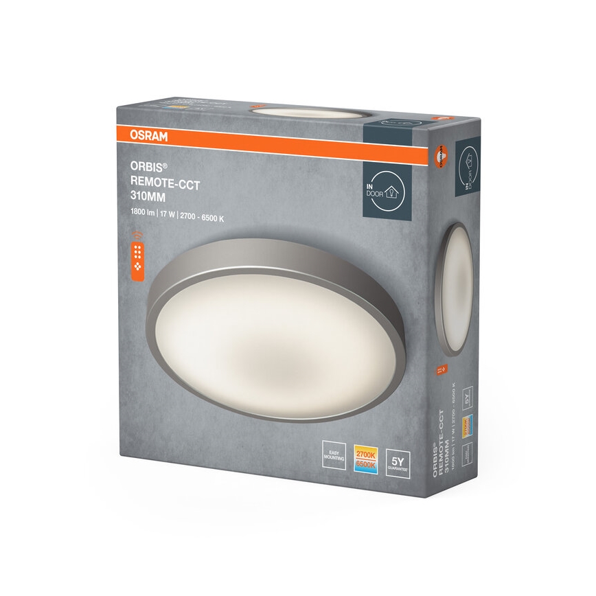 Osram - светодиодный диммируемый потолочный светильник ORBIS LED, 17 Вт/230 В, 2700–6500 K, диаметр 31 см + пульт дистанционного управления