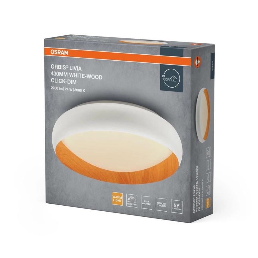 Osram - LED затемнюваний стельовий світильник ORBIS LIVIA LED/24Вт/230В діам. 43 см білий/коричневий