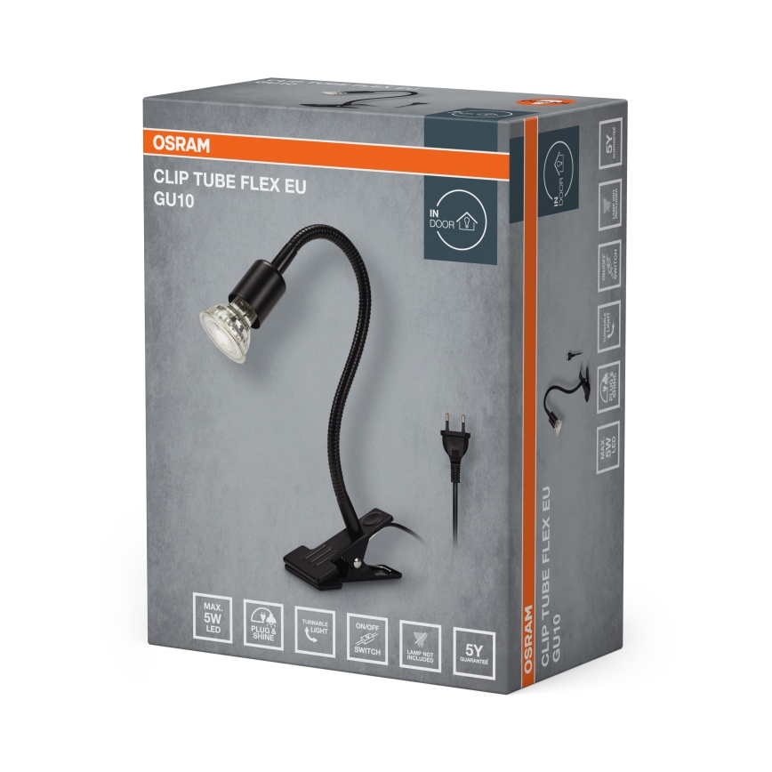Osram - Лампа з кліпсою CLIP TUBE FLEX 1xGU10/5W/230V чорна