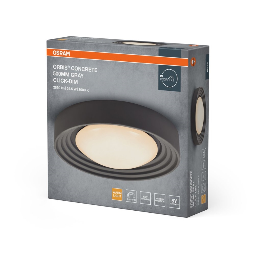Osram - LED диммируемый потолочный светильник ORBIS CONCRETE LED/24,5W/230V Ø 50 см серый/бетон