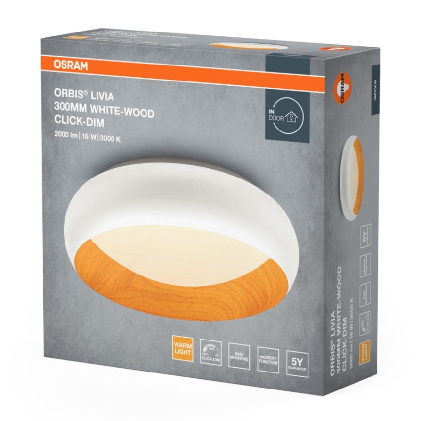 Osram - Диммируемый светодиодный потолочный светильник ORBIS LIVIA LED/16W/230V Ø 30 см белый/коричневый