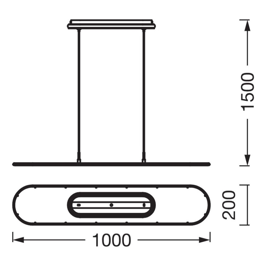 Osram - затемнюваний світлодіодний підвісний світильник на тросі OFFICE LINE LED/57W/230V 4000K 100 cm CRI 90 чорний