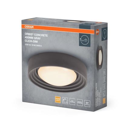 Osram - затемнюваний стельовий світильник ORBIS CONCRETE LED/18W/230V, діаметр 40 см, сірий/бетон