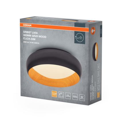 Osram - світлодіодний стельовий світильник з регулюванням яскравості ORBIS LIVIA LED/16W/230V діам. 30 см антрацит/коричневий
