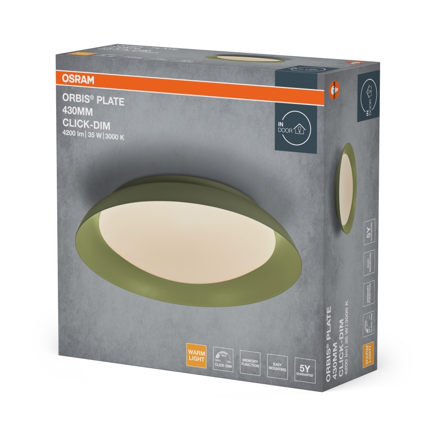 Osram - LED стельовий світильник із регулюванням яскравості PLATE LED/35W/230V, діаметр 43 см, зелений