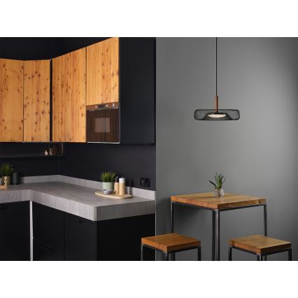 Osram - LED-люстра на тросе DECOR MESH LED/18,5W/230V, диаметр 40 см, чёрный/древесина гевеи