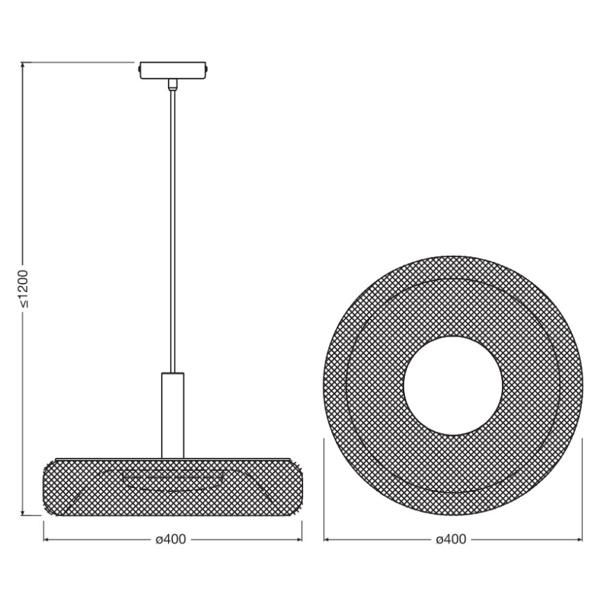Osram - LED-люстра на тросе DECOR MESH LED/18,5W/230V, диаметр 40 см, чёрный/древесина гевеи