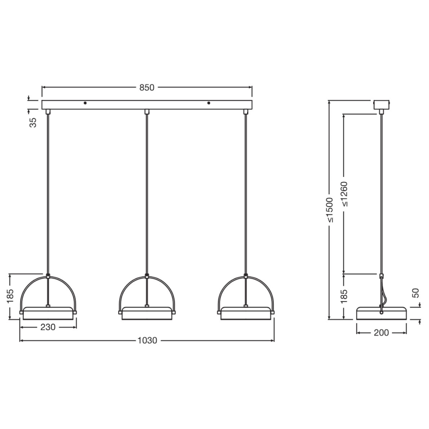 Osram - LED-люстра на тросі DECOR PUCK 3xLED/12W/230V CRI 90 чорна