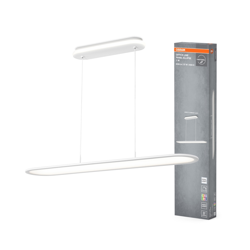 Osram - LED-люстра з регулюванням яскравості на тросі OFFICE LINE, 57 Вт, 230 В, 4000 К, 100 см, CRI 90, біла
