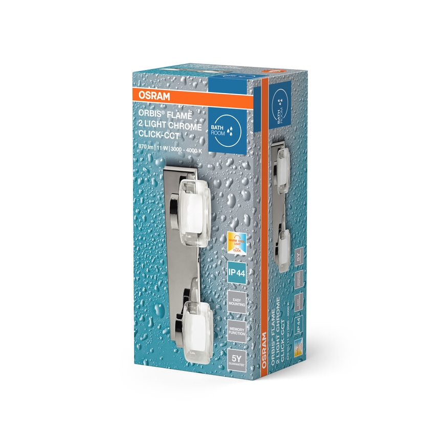 Osram - LED настінний світильник для ванної кімнати ORBIS FLAME 2xLED/5,5 Вт/230 В 3000/4000 К IP44 глянцевий хром