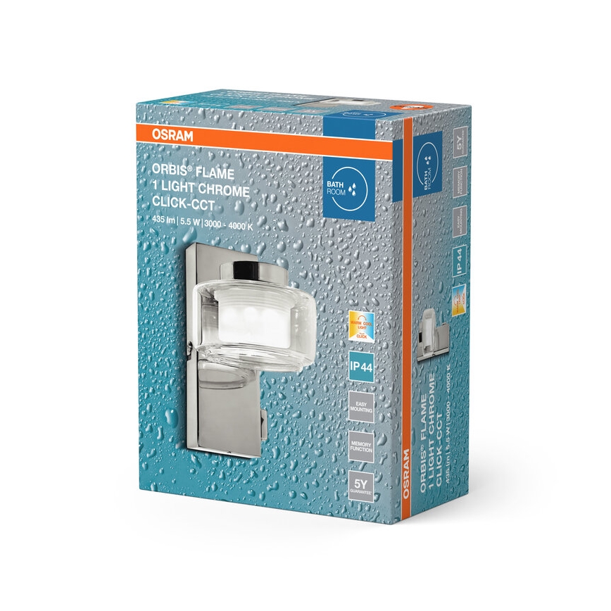 Osram - LED настінний світильник для ванної кімнати ORBIS FLAME LED/5,5W/230V 3000/4000K IP44 глянцевий хром