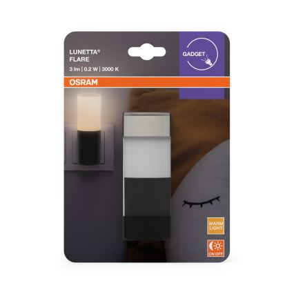 Osram - LED-нічник із датчиком сутінків LUNETTA LED/0,2 Вт/230 В чорний