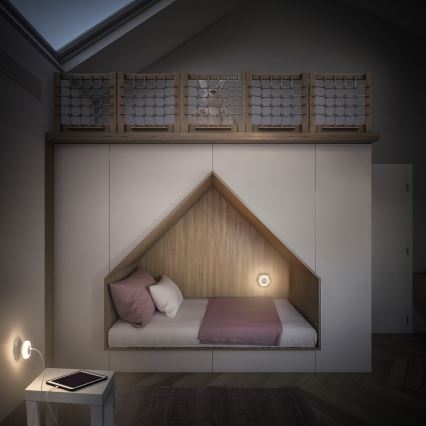 Osram - LED орієнтаційний світильник у розетку з USB LUNETTA LED/15W/230V білий