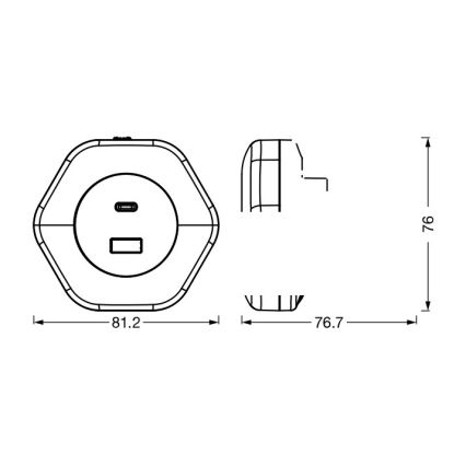 Osram - LED орієнтаційний світильник у розетку з USB LUNETTA LED/15W/230V білий