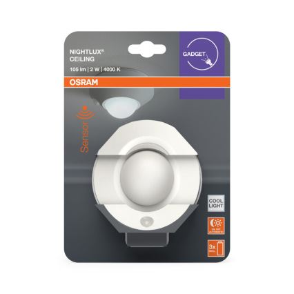 Osram - LED орієнтаційний світильник з датчиком NIGHTLUX LED/2W/3xAA білий