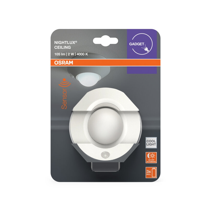 Osram - LED орієнтаційний світильник з датчиком NIGHTLUX LED/2W/3xAA білий