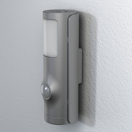 Osram - LED орієнтувальний світильник з датчиком NIGHTLUX LED/0,35 Вт/3xAAA IP54 сріблястий