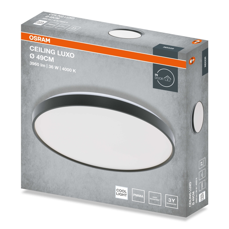 Osram - LED потолочный светильник CEILING LUXO LED/36 Вт/230 В, диаметр 49 см, черный