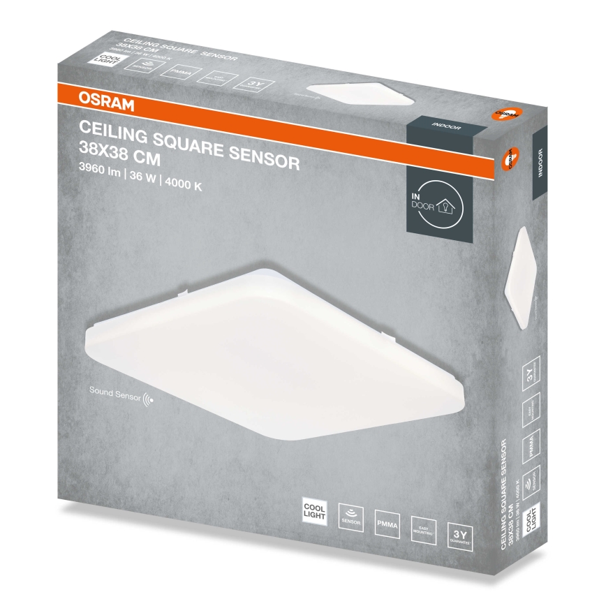 Osram - LED потолочный светильник с датчиком сумерек CEILING SQUARE LED/36W/230V 4000K 38x38 cm белый