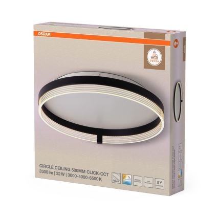 Osram - LED-потолочный светильник DECOR CIRCLE, 32 Вт, 230 В, 3000/4000/6500 K, диаметр 50 см, черный/белый