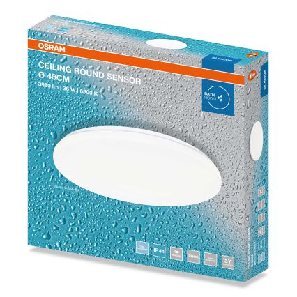 Osram - Светодиодный потолочный светильник для ванной комнаты с датчиком сумерек CEILING ROUND LED/36W/230V 6500K pr. 48 cm IP44 белый