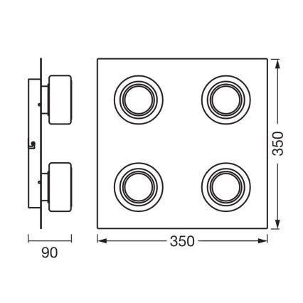 Osram - LED потолочный светильник для ванной комнаты ORBIS FLAME 4xLED/5,5W/230V 3000/4000K IP44 черный