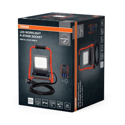 Osram - LED прожектор з кронштейном і розетками R-STAND LED/50W/230V 4000K IP44 помаранчевий/антрацит