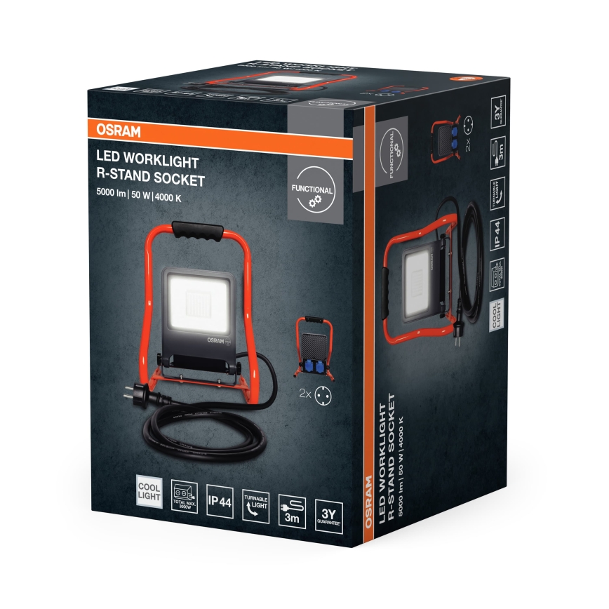 Osram - LED прожектор з кронштейном і розетками R-STAND LED/50W/230V 4000K IP44 помаранчевий/антрацит