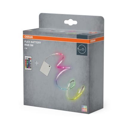 Osram - диммируемая RGB LED-лента FLEX BATTERY 5 м LED/5W/4xAA + пульт дистанционного управления