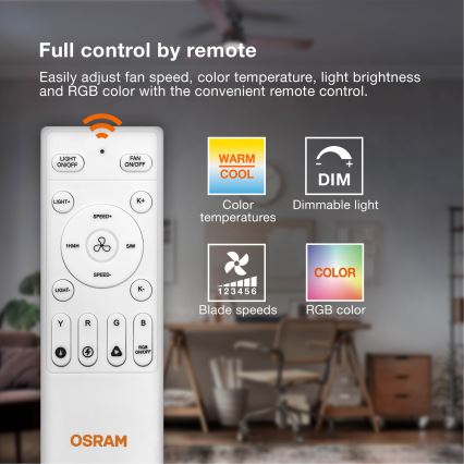 Osram - LED RGB диммируемый потолочный светильник с вентилятором CIERZO LED/35W/230V 3000-6500K + пульт дистанционного управления
