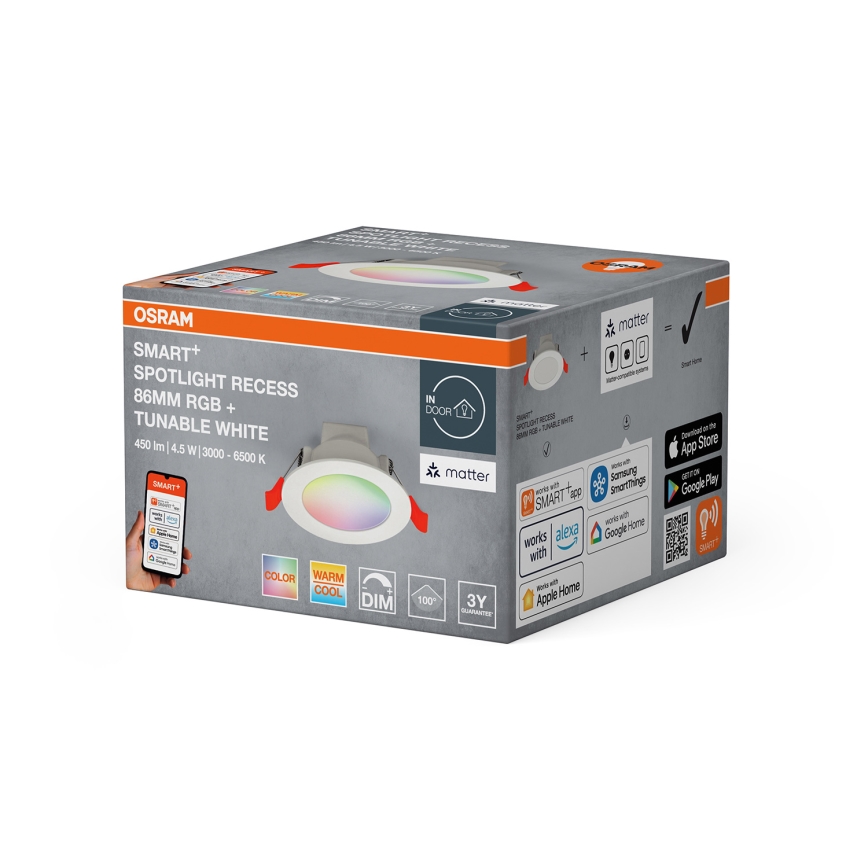Osram - LED RGB Диммируемый встраиваемый светильник SMART+ DOWNLIGHT LED/4,5W/230V 3000-6500K Wi-Fi