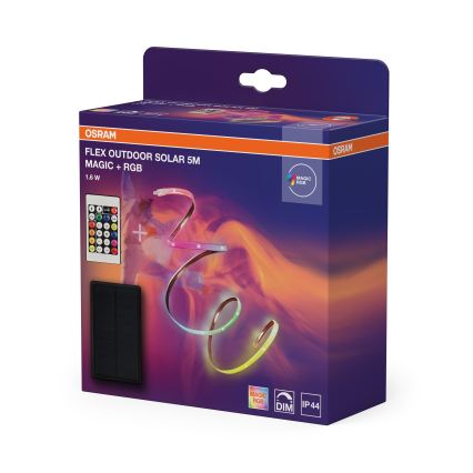 Osram - LED RGBW з регулюванням яскравості сонячна стрічка FLEX MAGIC 5 m LED/1,6 Вт/3,7 В 2000 мА·год IP44 + пульт дистанційного керування