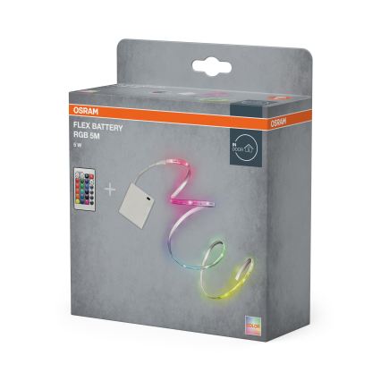 Osram - LED RGB стрічка з регулюванням яскравості FLEX BATTERY 5m LED/5W/4xAA + пульт дистанційного керування