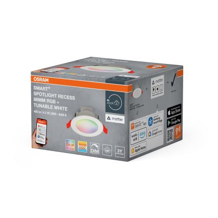 Osram - LED RGB вбудований світильник зі змінною яскравістю SMART+ DOWNLIGHT LED/4,5W/230V 3000-6500K Wi-Fi