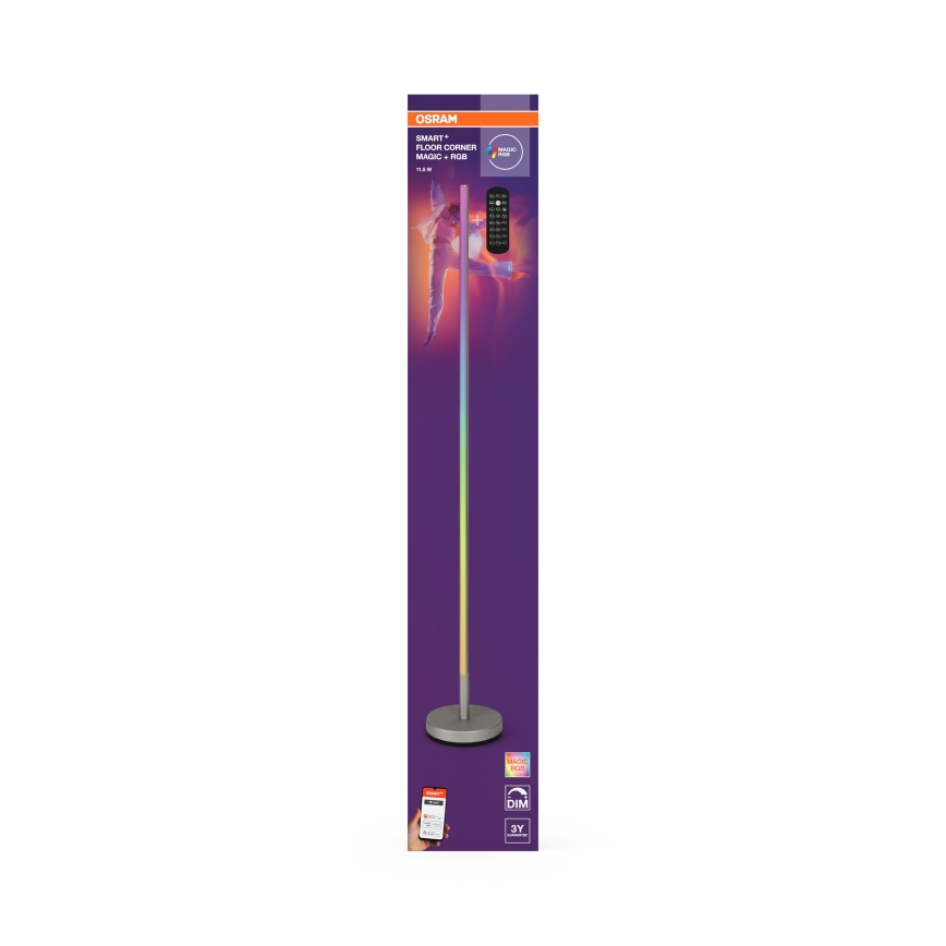 Osram - LED RGBW диммируемая напольная лампа SMART+ MAGIC LED/11,5W/230V 2700-6500K серебристая Wi-Fi + пульт дистанционного управления