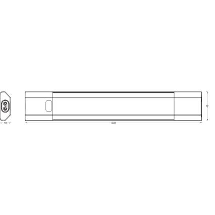 Osram - LED RGBW диммируемый подшкафный светильник с датчиком движения LINEAR EDGE LED/8W/230V 50 см черный + пульт дистанционного управления