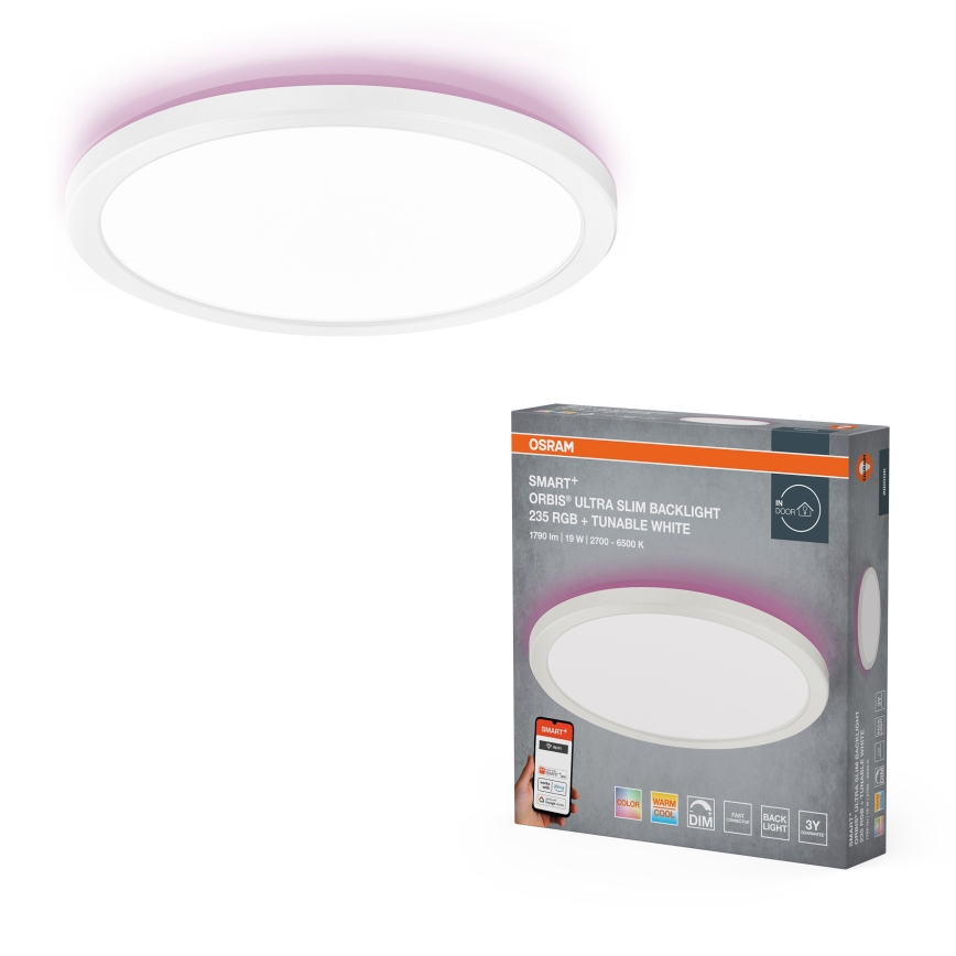Osram - LED RGBW диммируемый потолочный светильник SMART+ ORBIS LED 19 Вт, 230 В, диаметр 23,5 см, 2700-6500K, Wi-Fi