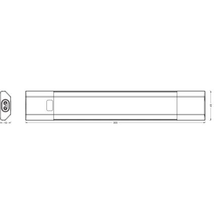 Osram - LED RGBW димувальний підшафний світильник із датчиком руху LINEAR EDGE LED/4W/230V 30 cm чорний + пульт дистанційного керування